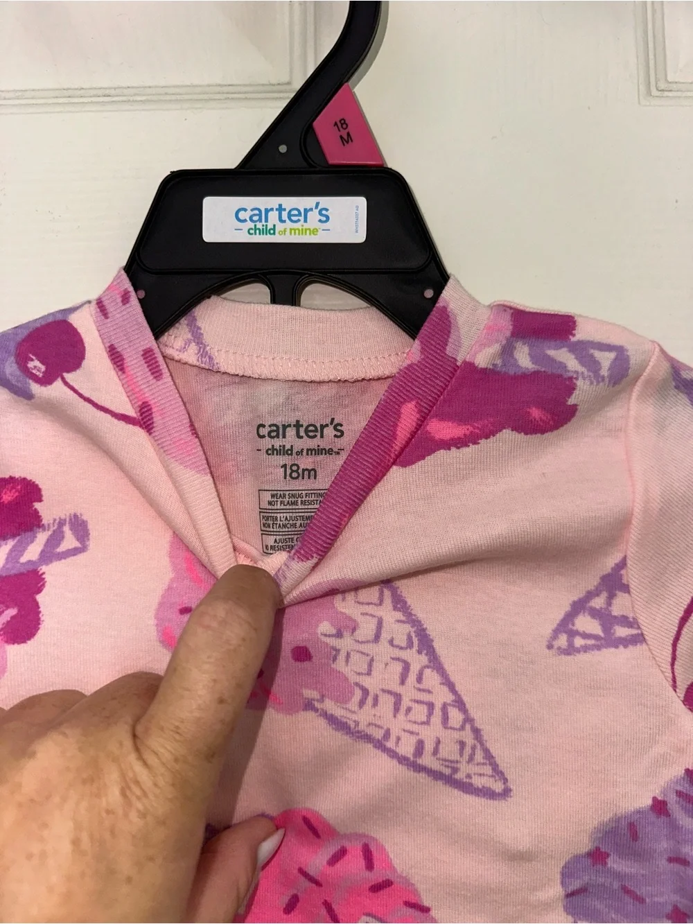Carter's Pink Ice Cream Cone Pajama Set with Purple & Hot Pink Accents